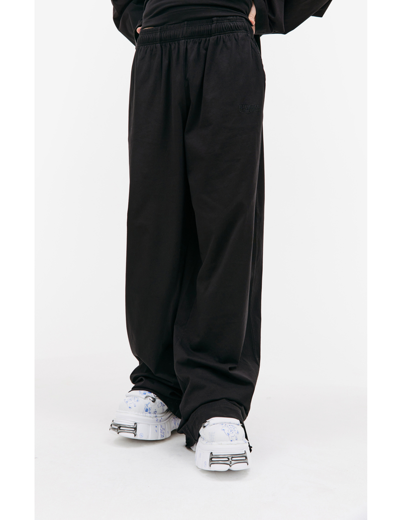 【関税&送料込】Vetements Black Cotton Blend Oversize Sweats VETEMENTS - Wide-Leg Panelled Cotton-Blend Jersey Sweatpants