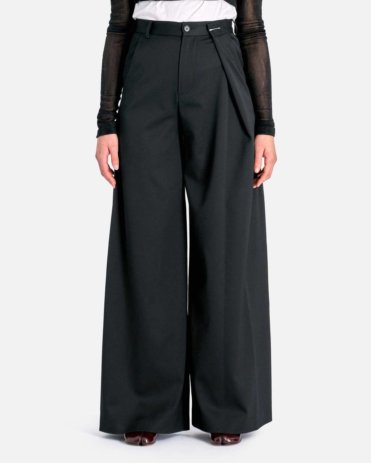 MM6 Maison Margiela Wool Asymmetrical Pin Pants - Black | Garmentory