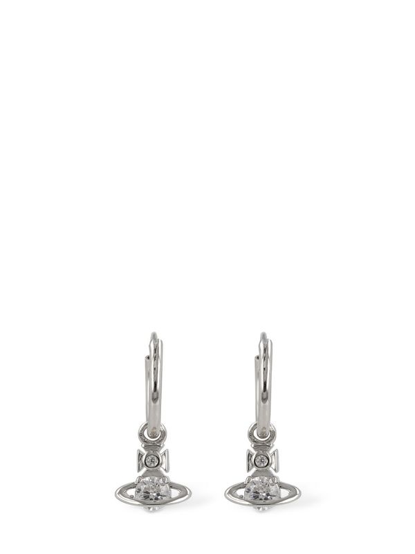 nina　Born From Rock Earrng Vivienne Westwood Nina Sparkle Hoop Crystals Earrings - Silver
