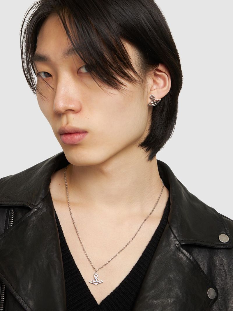 Vivienne Westwood Man Lucy Silver Mono Stud Earring - Silver