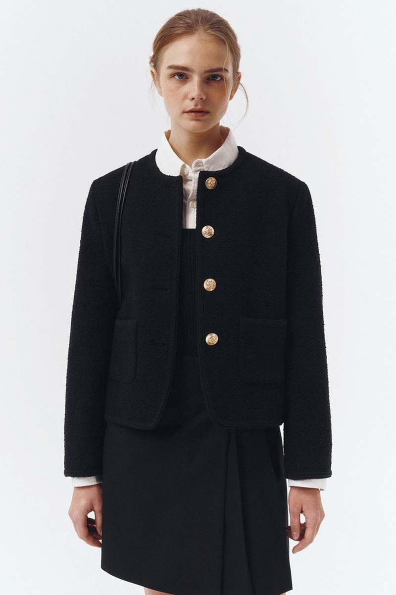 Dunst ♥ CLASSIC BOUCLE TWEED JACKET /追跡付 Dunst Classic Boucle Tweed Jacket - Black | Garmentory