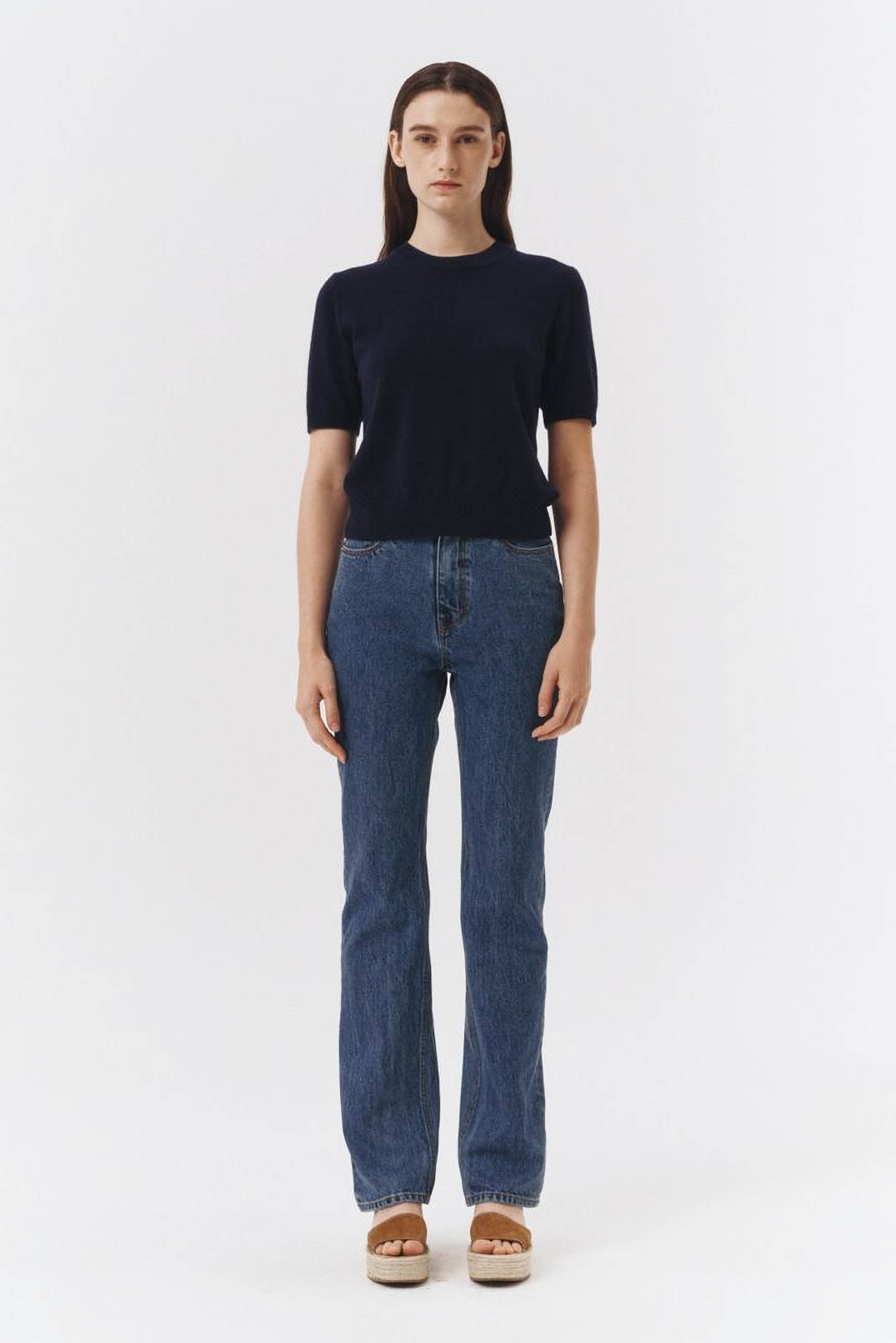 パンツ ^Dunst^ ESSENTIAL SEMI BOOTCUT JEANS CLASSIC BLUE UDPA4C215B Dunst Essential Boot Cut Jeans - Classic Blue | Garmentory