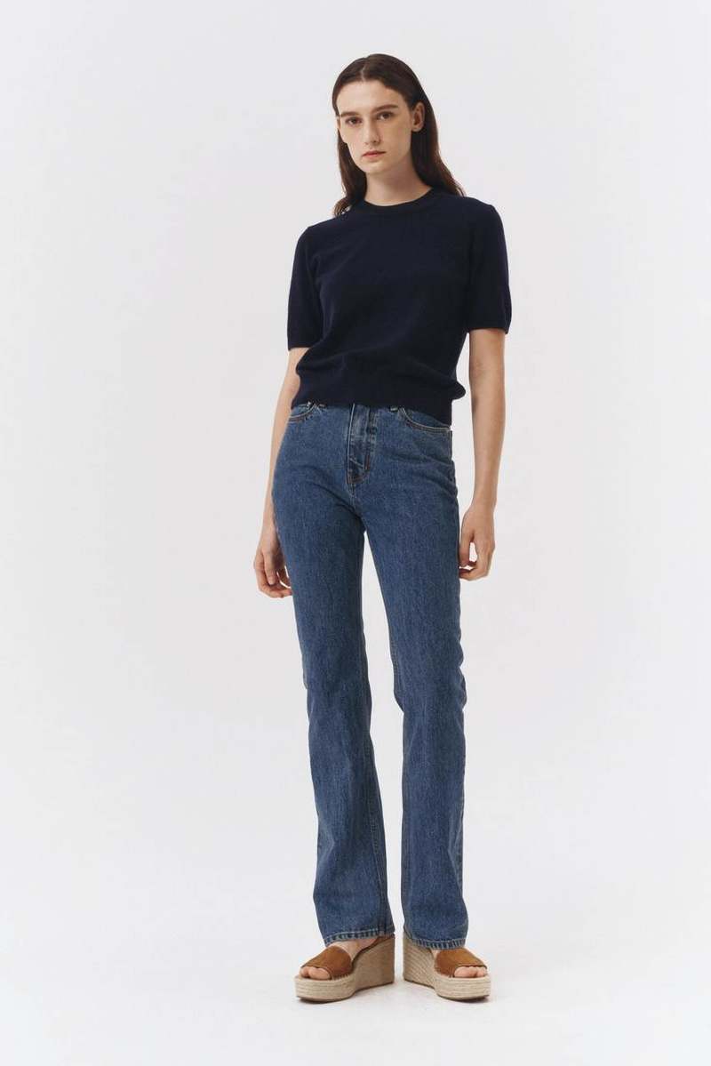 パンツ ^Dunst^ ESSENTIAL SEMI BOOTCUT JEANS CLASSIC BLUE UDPA4C215B Dunst Essential Boot Cut Jeans - Classic Blue | Garmentory