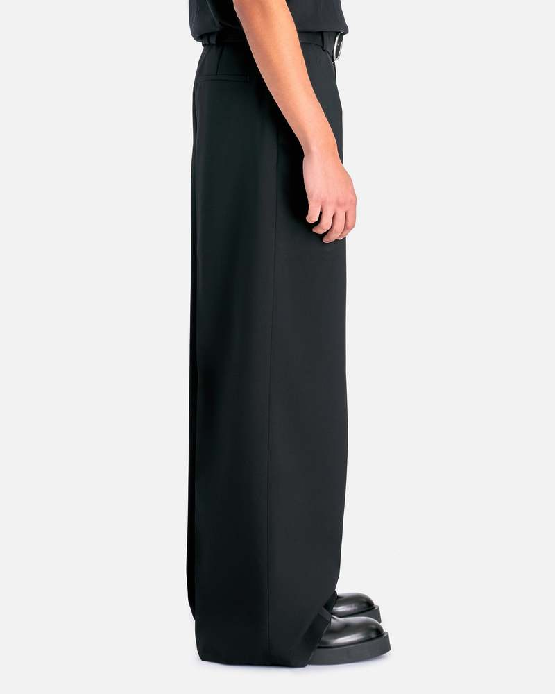 Jil Sander Fine Wool Gabardine Relaxed Fit Trousers - Black