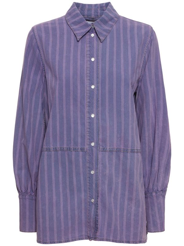 GANNI デニムシャツ サイズ34 Ganni-Striped-Light-Cotton-