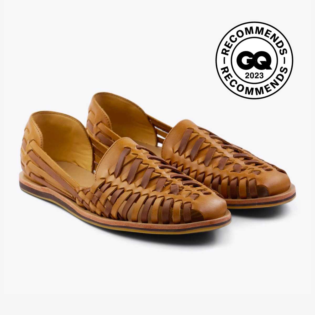 Nisolo Chestnut Woven Leather Huarache Sandals Huarache Sandal in Tobacco – Ellicott & Co main image 3