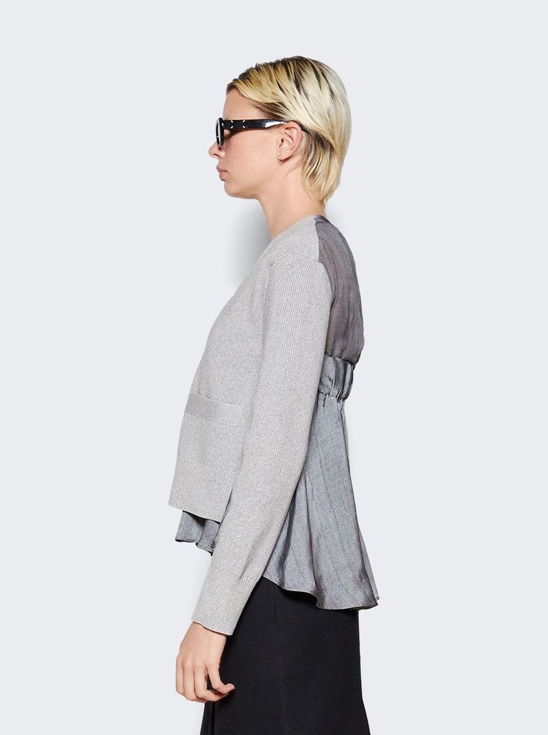 Chalk Stripe Wool Knit Cardigan | Garmentory