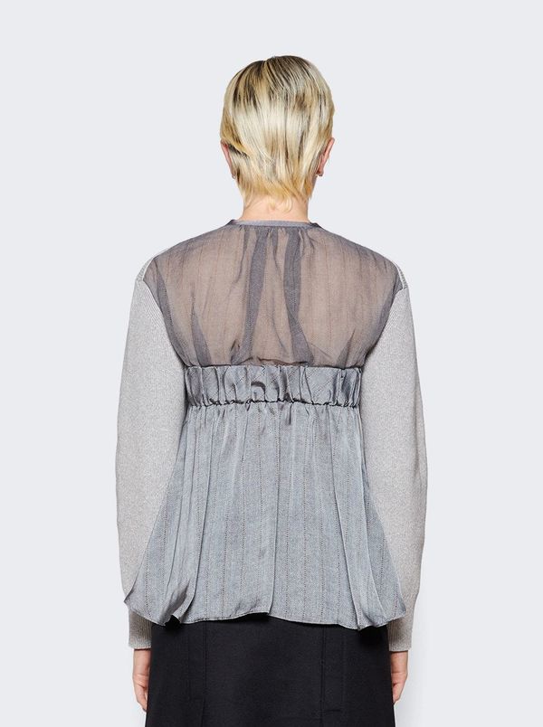 sacai - サカイ Chalk Stripe Wool Knit カーディガン Chalk Stripe Wool Knit Cardigan | Garmentory