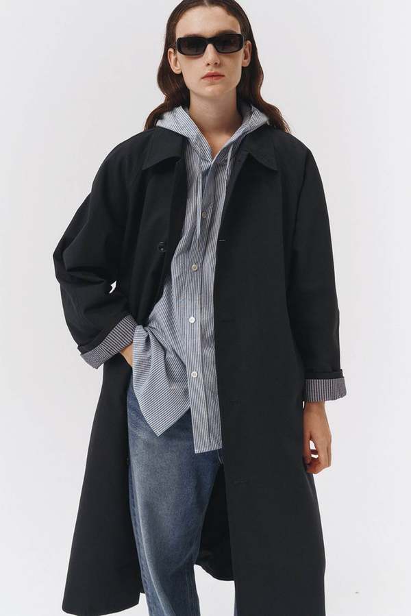 Dunst Unisex Volume Mac Coat - Charcoal Navy | Garmentory