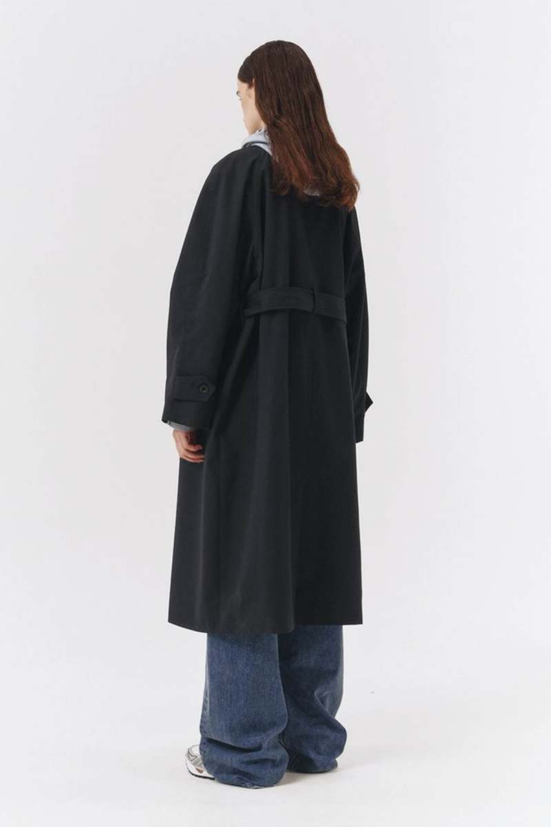 ジャケット・アウター DUNST UNISEX BELTED WOOL MAC COAT BLACK Designer fashion, Seoul-fully created | W Concept