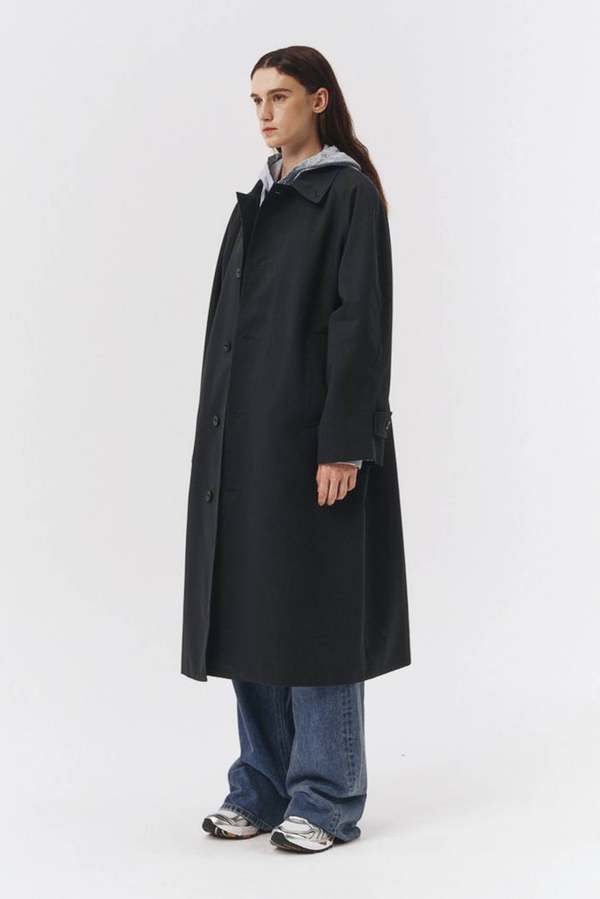 ジャケット・アウター DUNST UNISEX BELTED WOOL MAC COAT BLACK DUNST Unisex Belted Wool Mac Coat Dunst