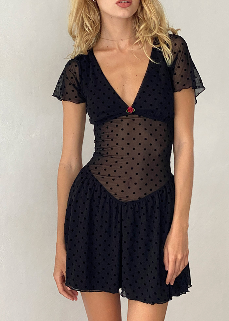 Motel Geni Polka Dot Flock Dress | Garmentory