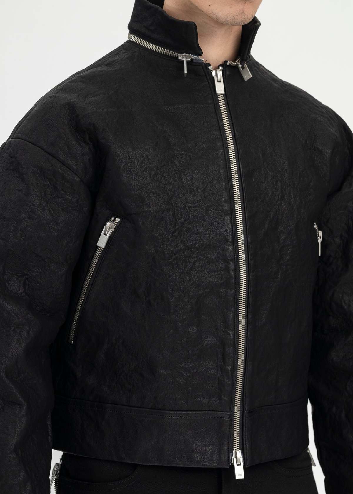 Heliot Emil STIFF LEATHER JACKET - BLACK | Garmentory