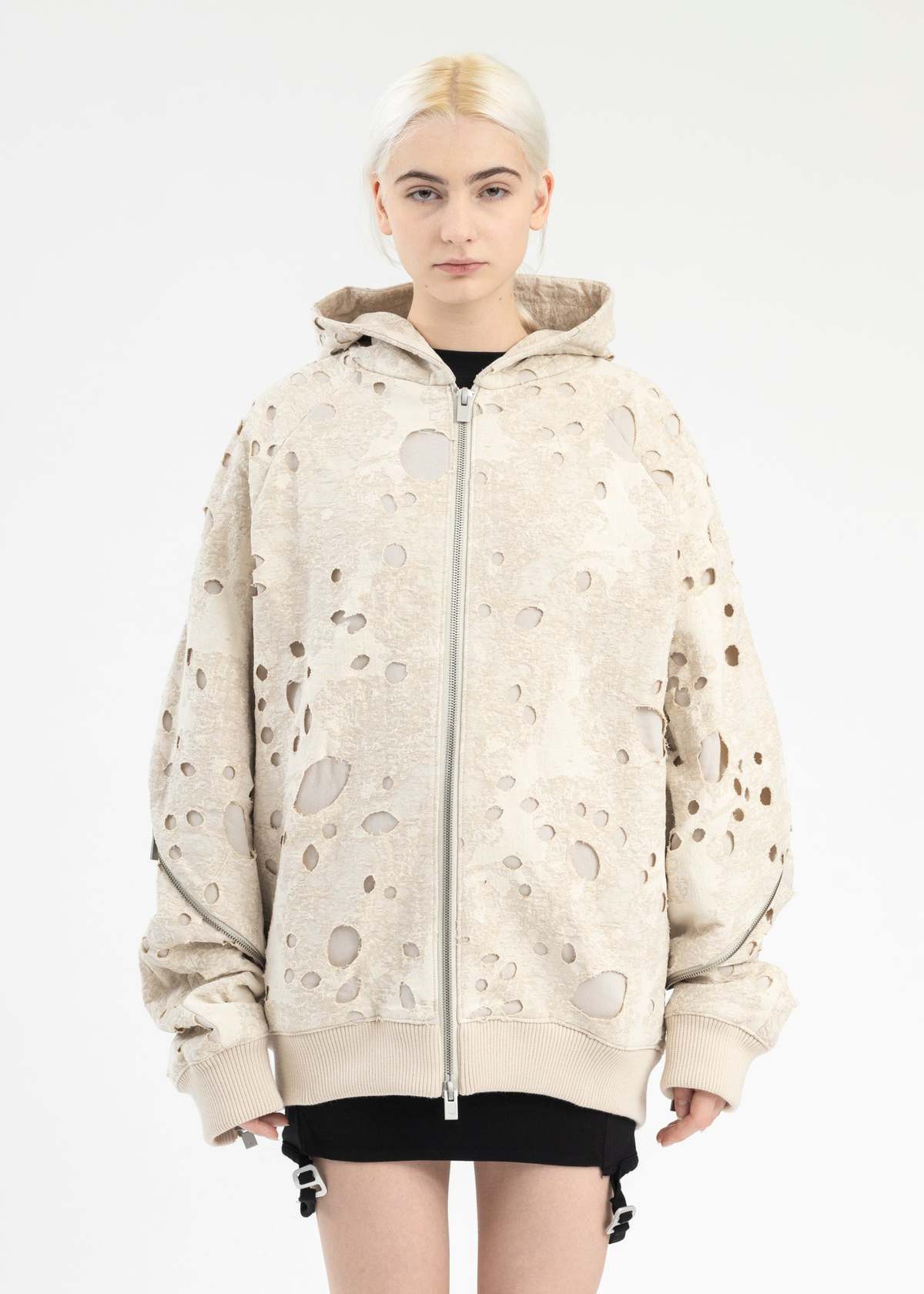 Heliot Emil HOMOGENEOUS ZIP HOODIE - STONE | Garmentory