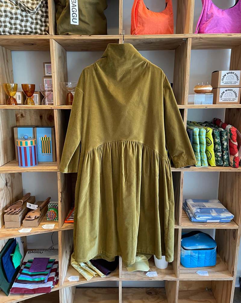 Black Crane High Neck Dress - Olive Black Crane High Neck Dress - Olive