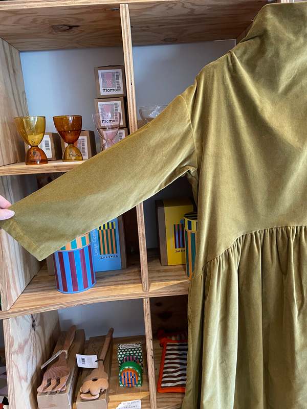 Black Crane High Neck Dress - Olive Black Crane High Neck Dress - Olive