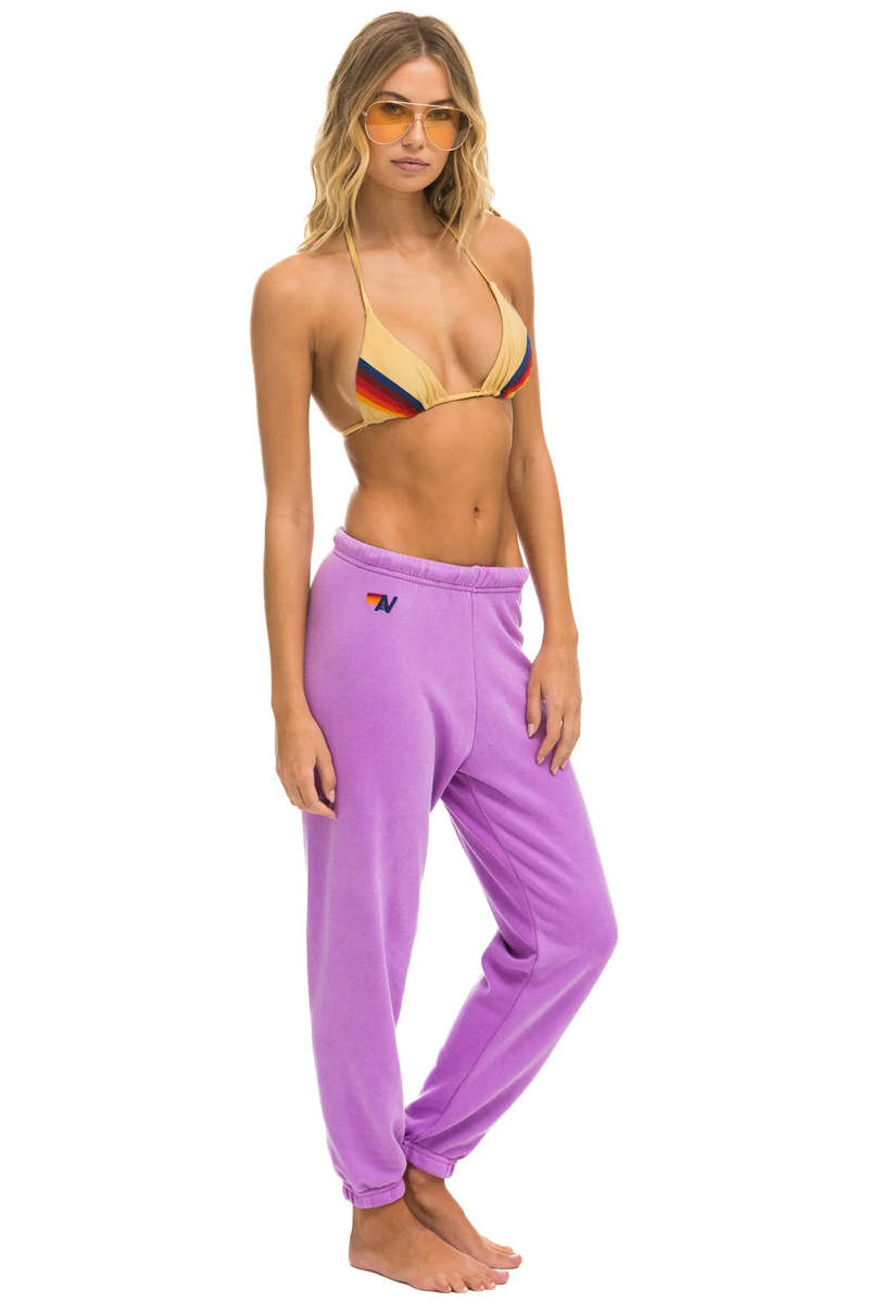 Aviator Nation 5 Stripe Sweatpants - Neon Purple/Pink Purple