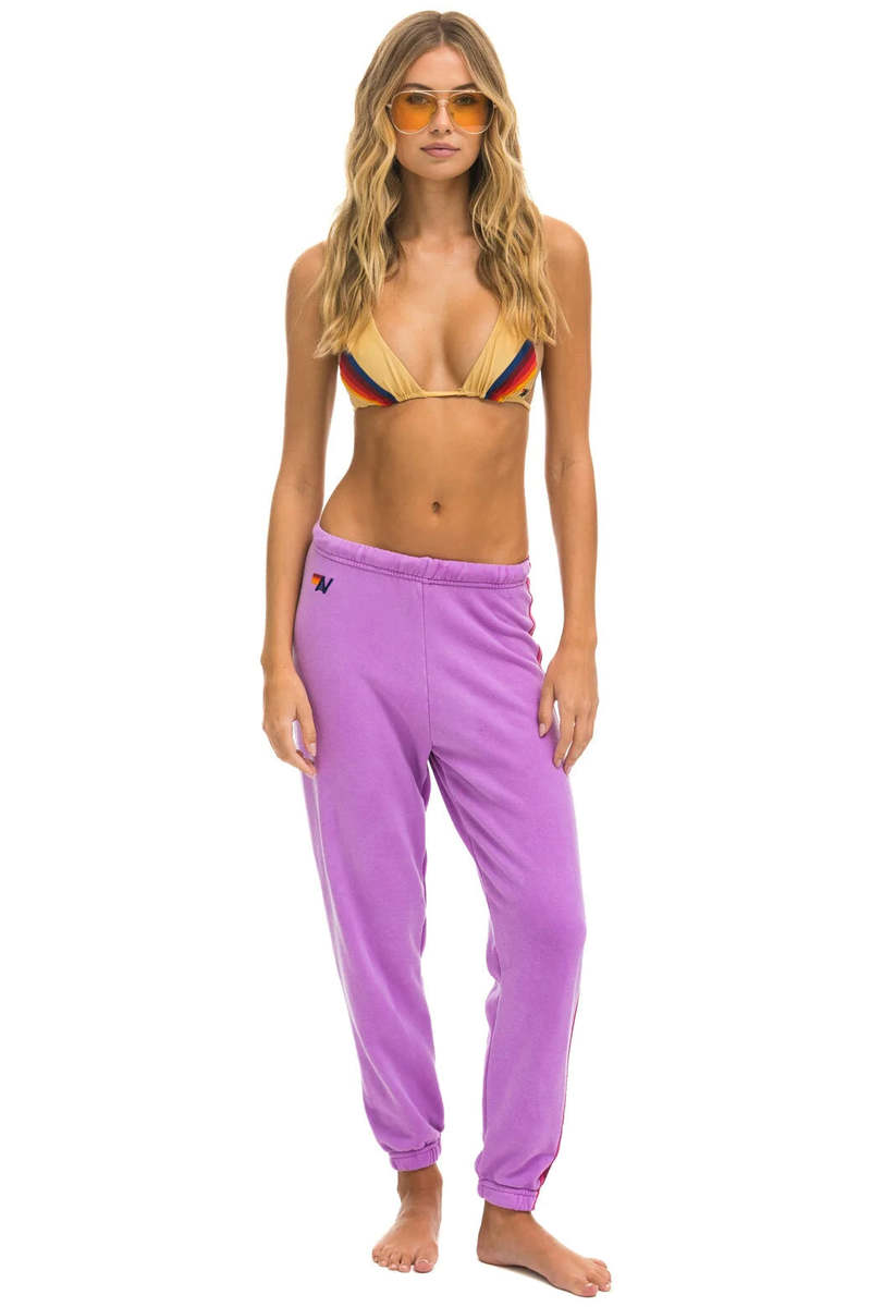 Aviator Nation 5 Stripe Sweatpants - Neon Purple/Pink Purple