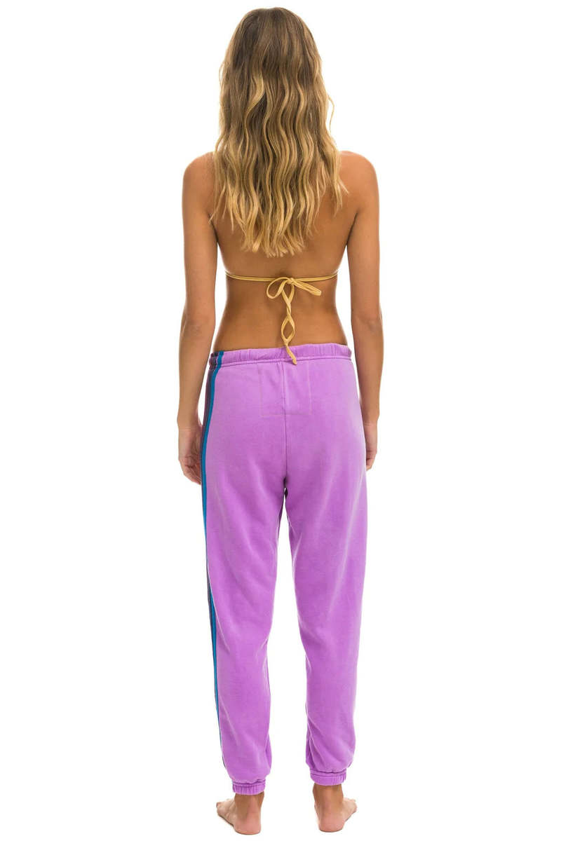 Aviator Nation 5 Stripe Sweatpants - Neon Purple/Pink Purple