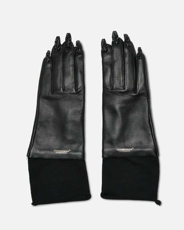 Undercover Nail Detail Leather Gloves - Black | Garmentory