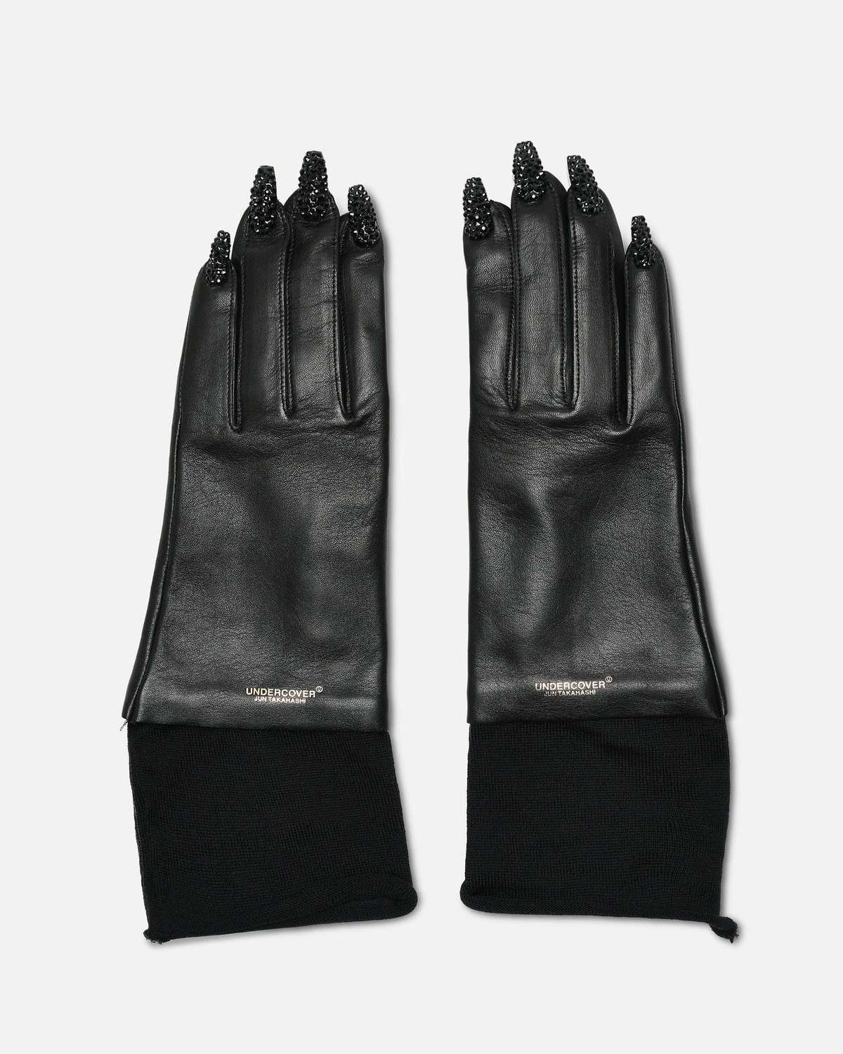 Undercover Nail Detail Leather Gloves - Black | Garmentory