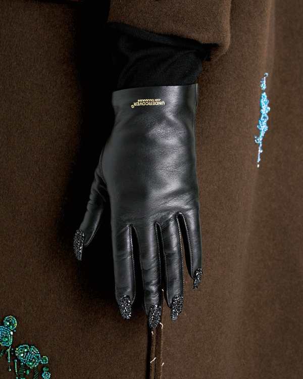 Undercover Nail Detail Leather Gloves - Black | Garmentory