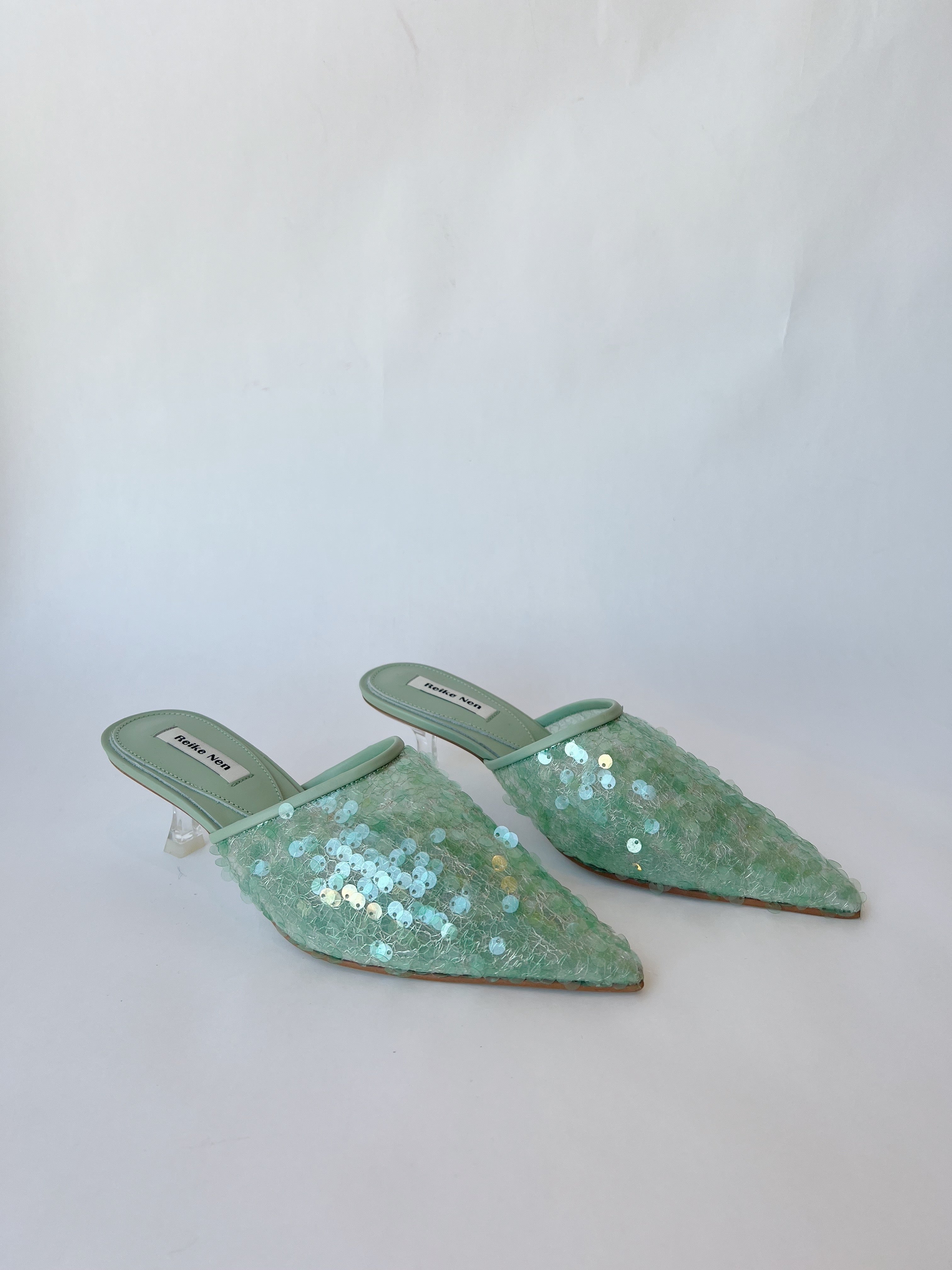 Reike Nen Bit Sequin Mules - Mint | Garmentory