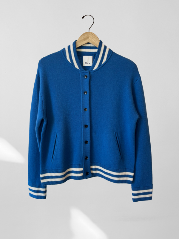 Allude Knit Baseball Jacket Vintage Blue Garmentory
