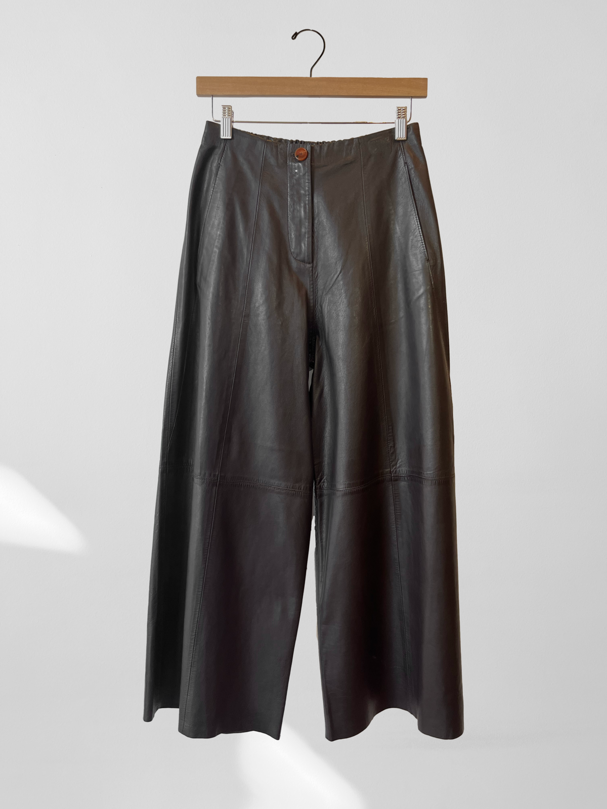 Alysi WIDE LEATHER PANTS - CAFFE | Garmentory