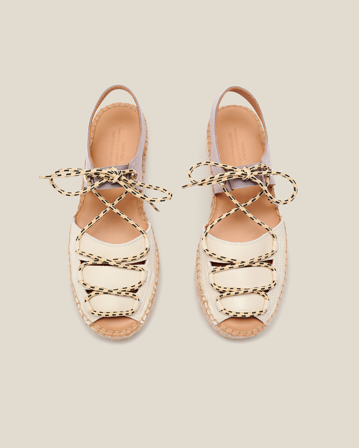 [Naguisa]Cima Ecru Olive【 残りわずか】 NAGUISA CIMA ESPADRILLES - ECRU/MAUVE | Garmentory