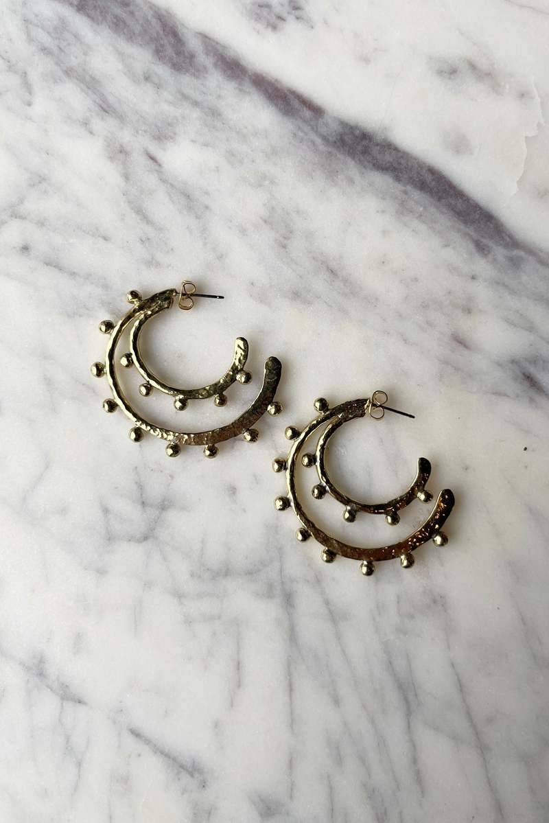 Ulla Johnson Hammered Textured Hoop Earrings Brass Garmentory