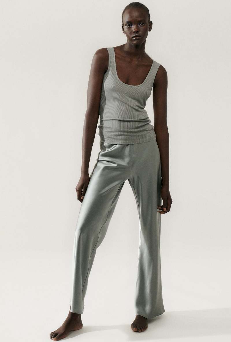Silk Laundry BIAS CUT PANTS MOON pants - MOON