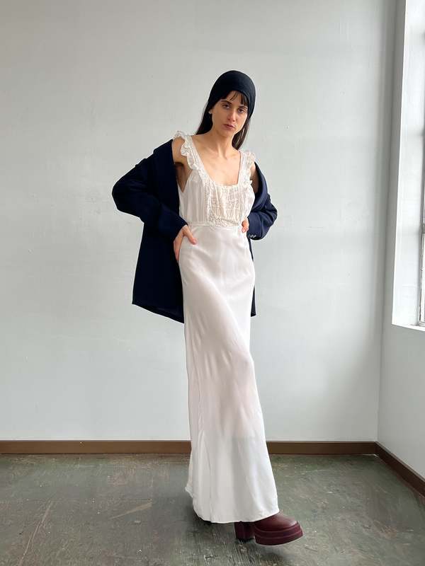 Vintage Rayon Lace Slipdress - White | Garmentory