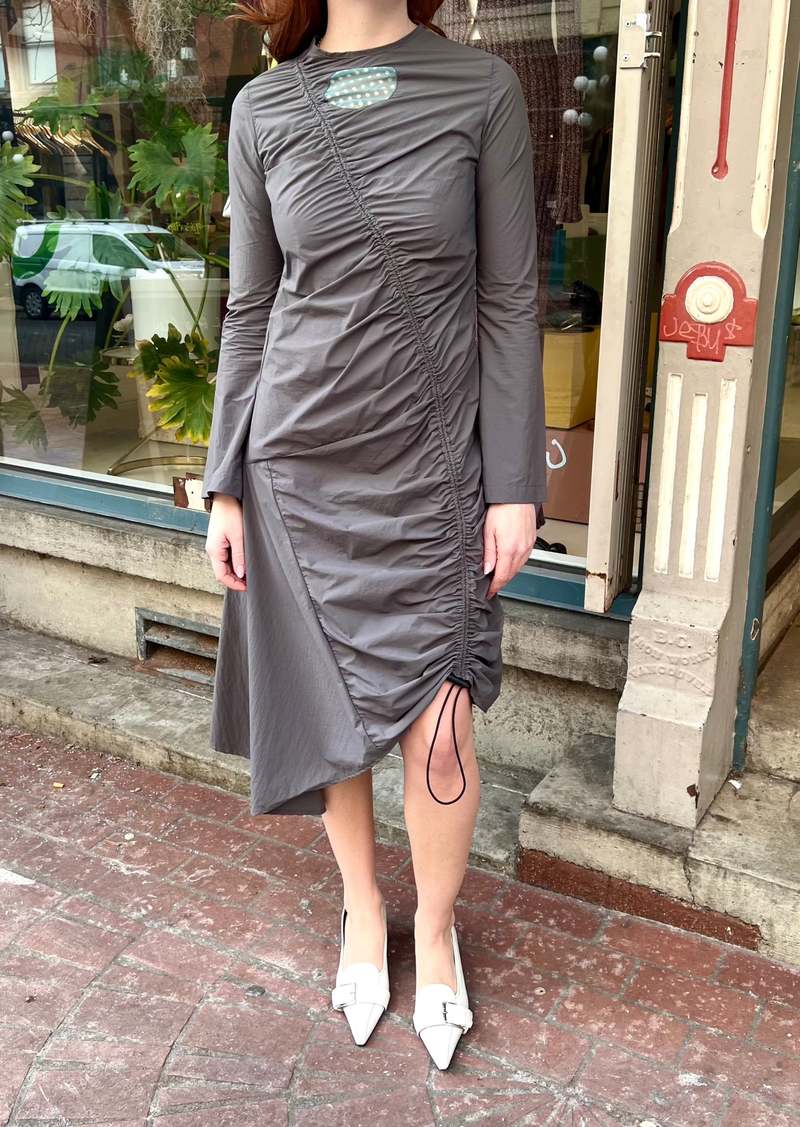 knee length dresses for ladies Stone Ruched Split Leg Midi Dress – AX Paris main image 0