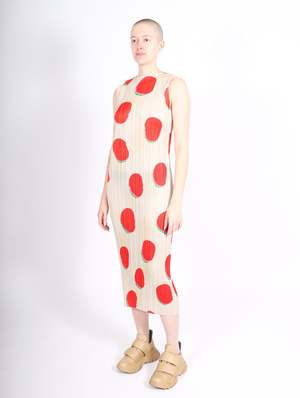 Bean Dots Dress in Red by Pleats Please Issey Miyake | Garmentory