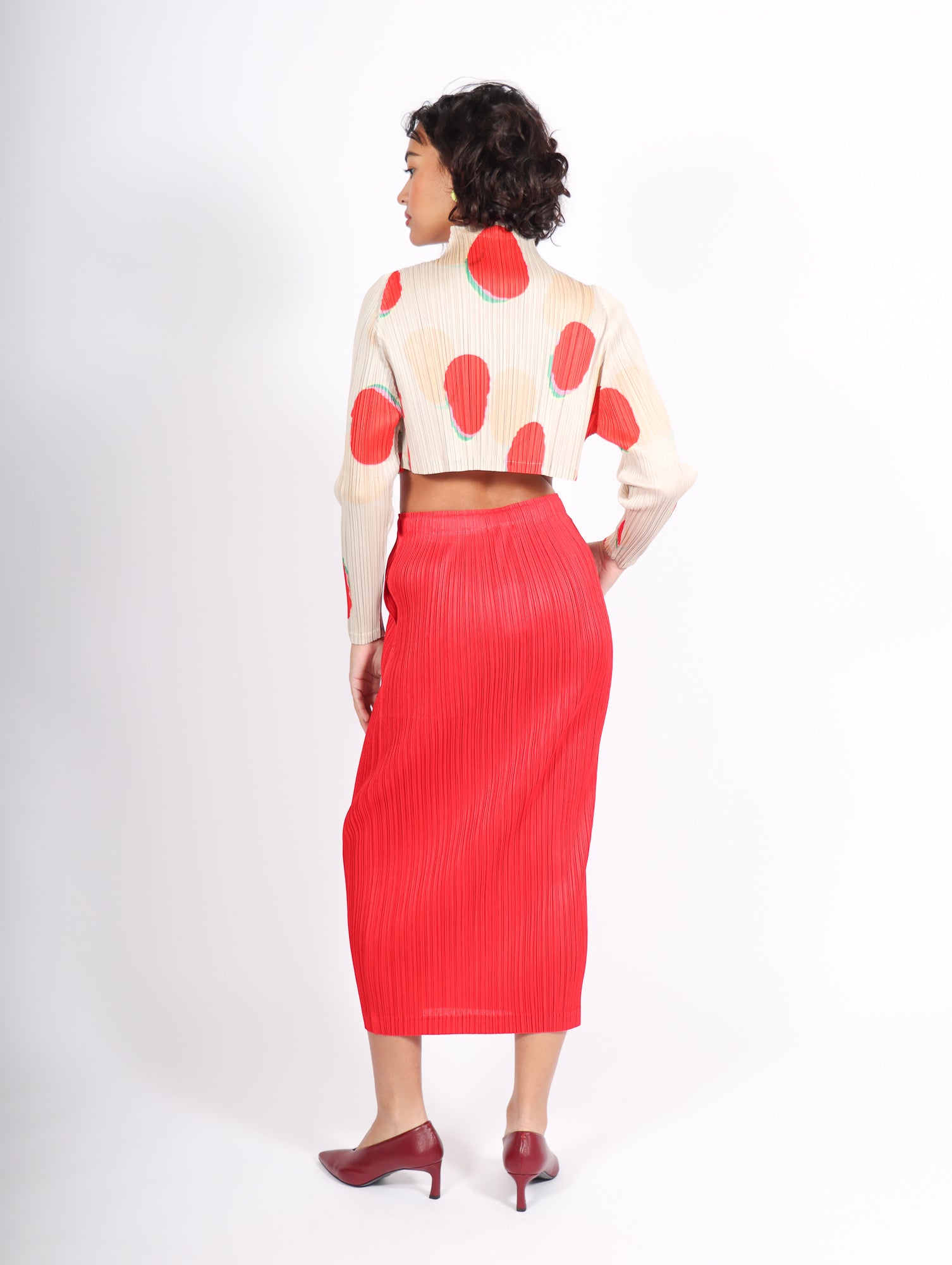 Thicker Bottoms 1 Skirt in Red by Pleats Please Issey Miyake