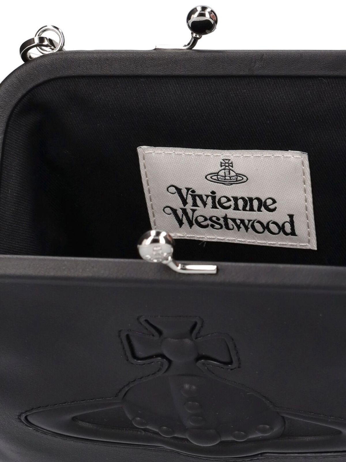Vivienne Westwood Injected Orb Leather Clutch - Black