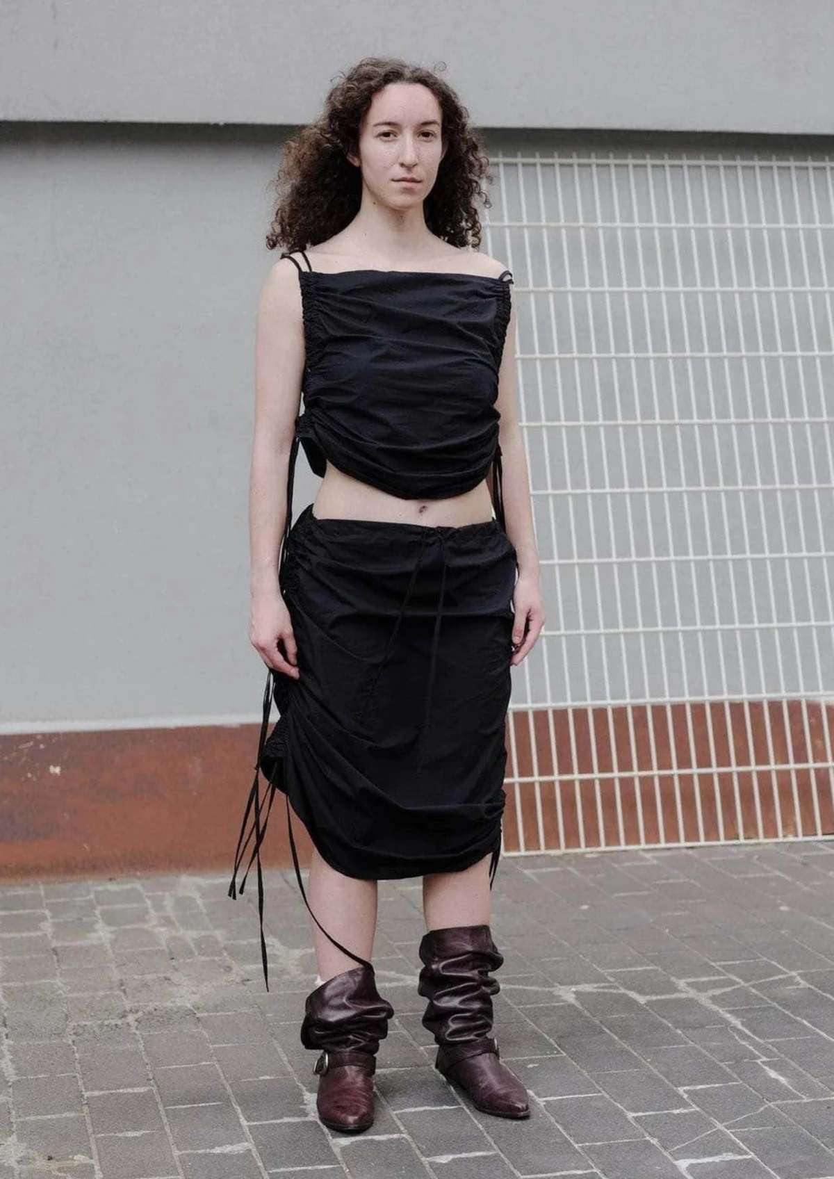 Baserange Pictorial Strap Skirt - Black | Garmentory