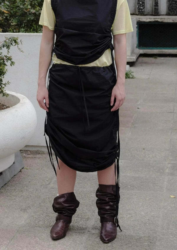 Baserange Pictorial Strap Skirt - Black | Garmentory