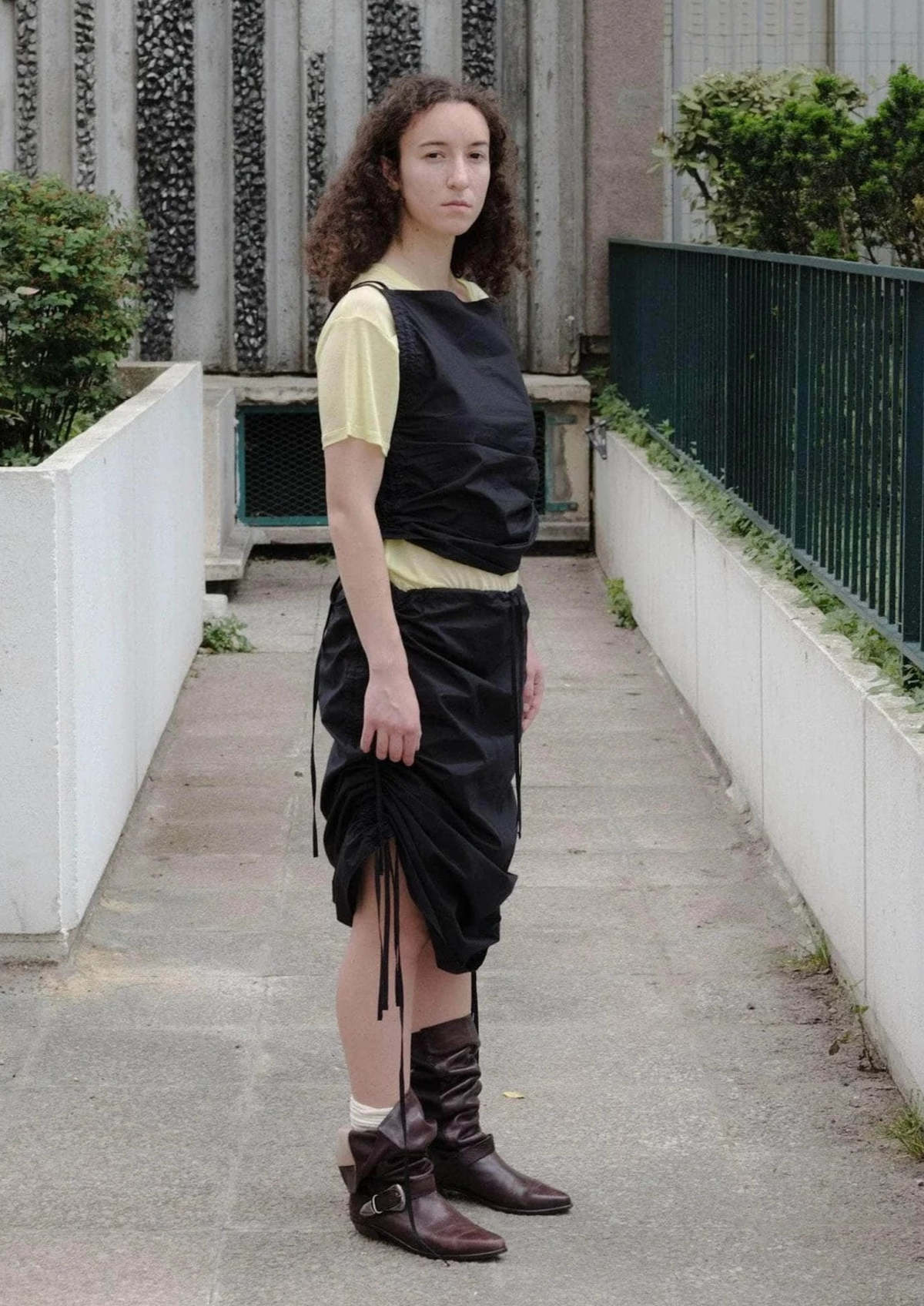 Baserange Pictorial Strap Skirt - Black | Garmentory