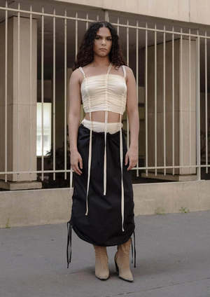 Baserange Pictorial Strap Skirt - Black | Garmentory