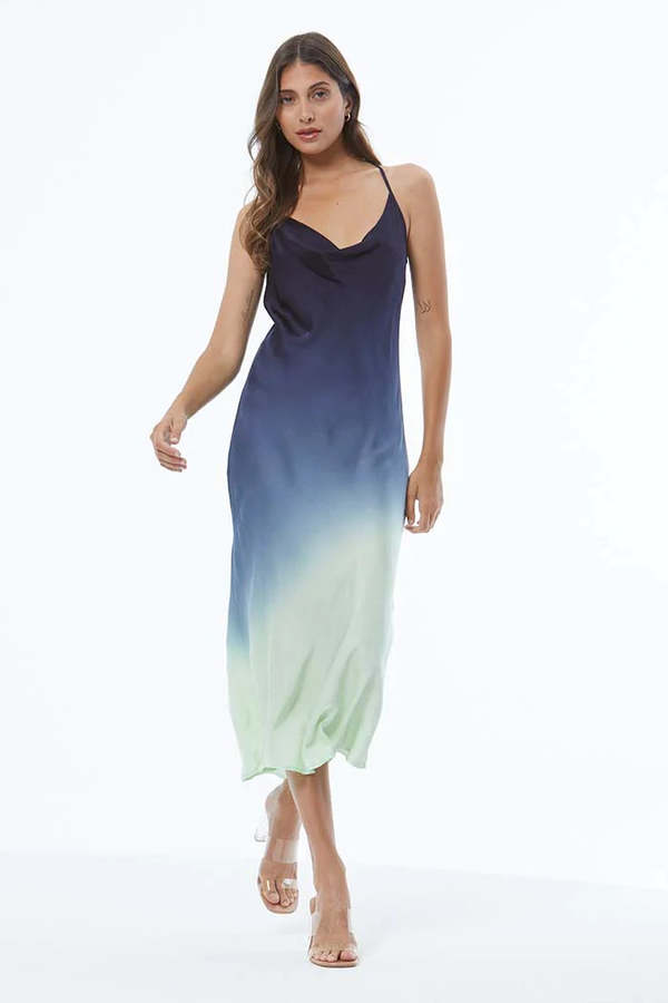 YOUNG FABULOUS AND BROKE Sweetie Slip Dress - Green Fig Ombre on Garmentory