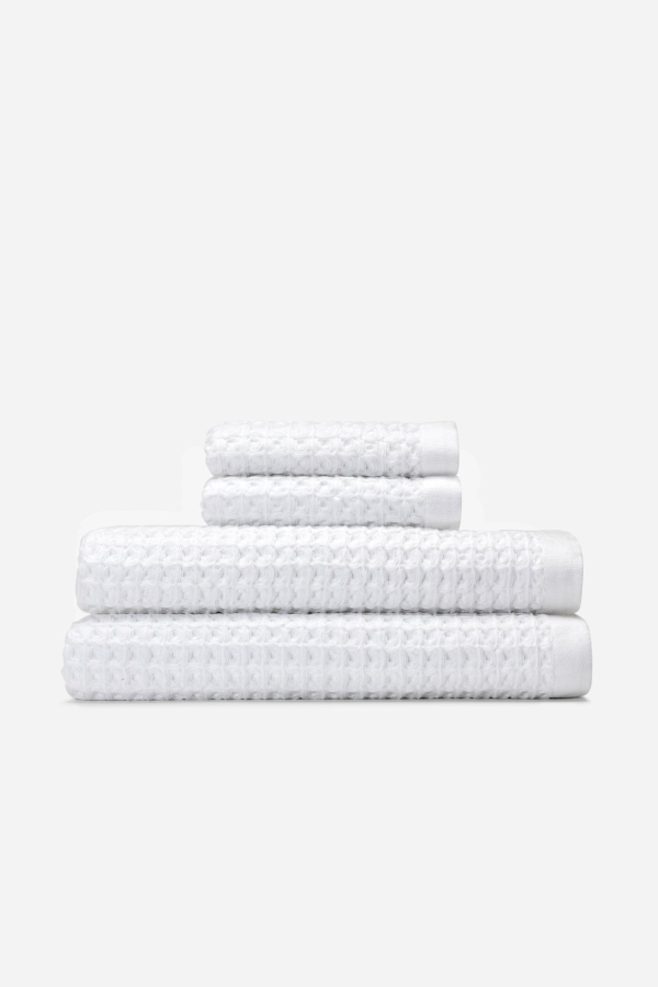 Slowtide Guild Waffle Bath Towel 2-Piece Bundle - White