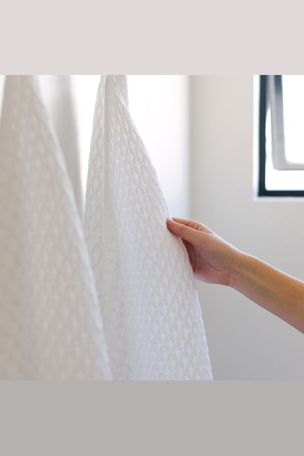 Slowtide Guild Waffle Bath Towel 2-Piece Bundle - White