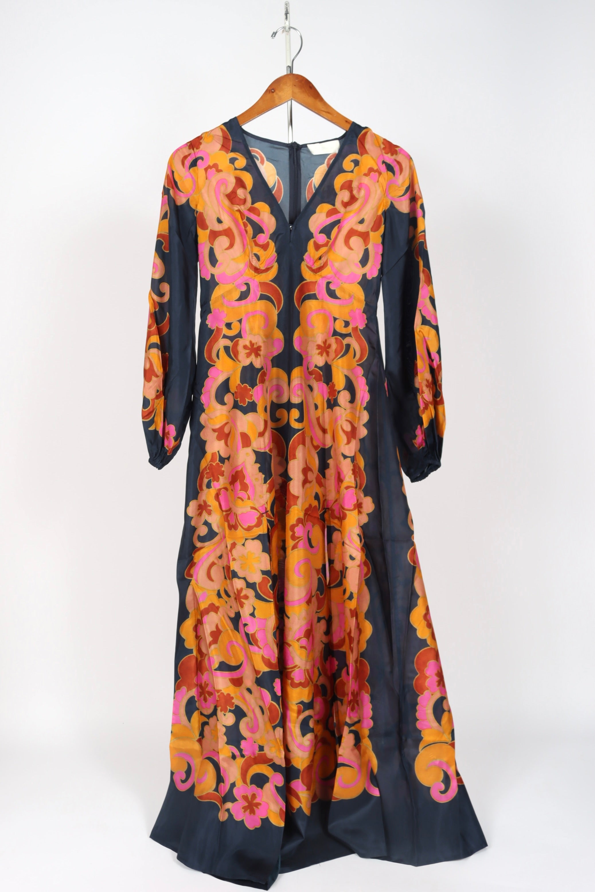 chinese dress ladies Brown Paisley Bloom Long Sleeve Maxi Dress – FARM Rio main image 1