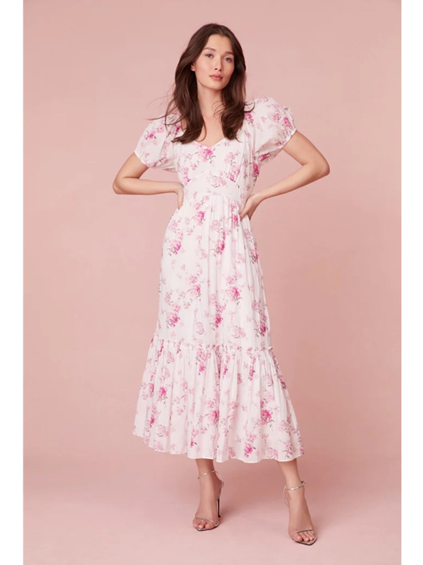 EVOLUXXY LoveShackFancy Angie Cotton Midi Dress - Warm Pink