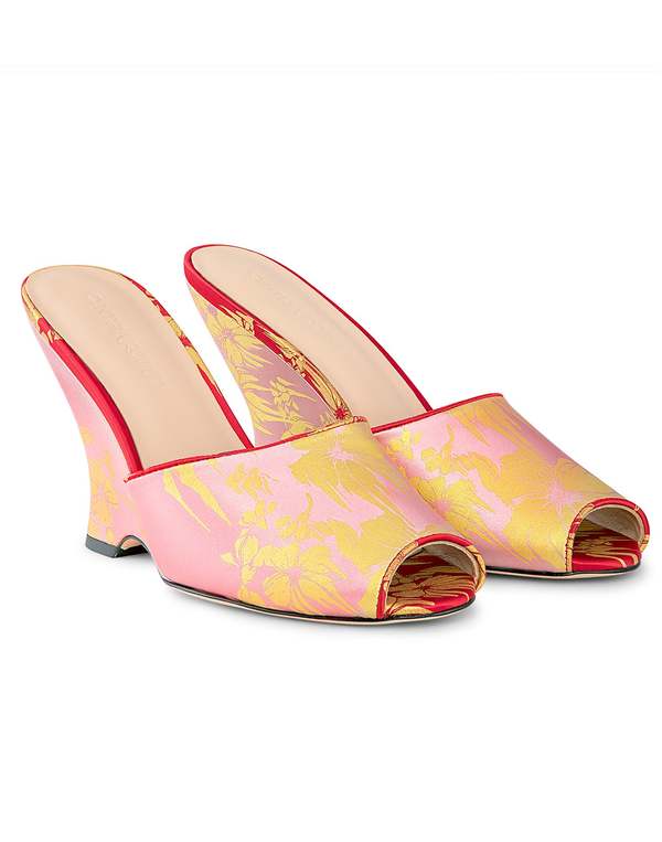 Cynthia Rowley Metallic Gold Foil Satin Wedge - PNKGD | Garmentory