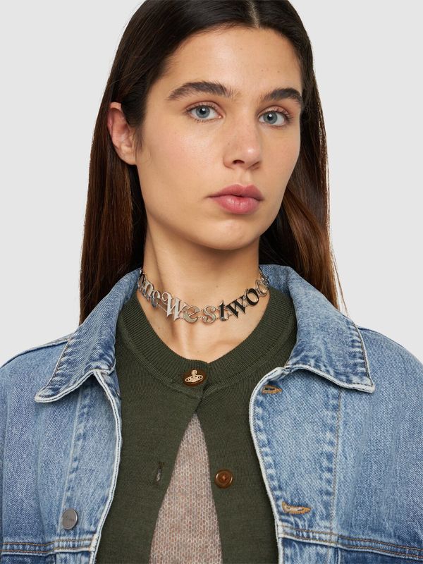 Vivienne Westwood Man Raimunda Logo Choker - Silver | Garmentory
