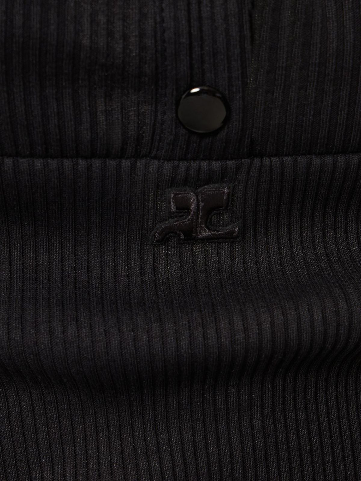 Courrèges 90s Ribbed Cotton Blend Mini Dress - Black