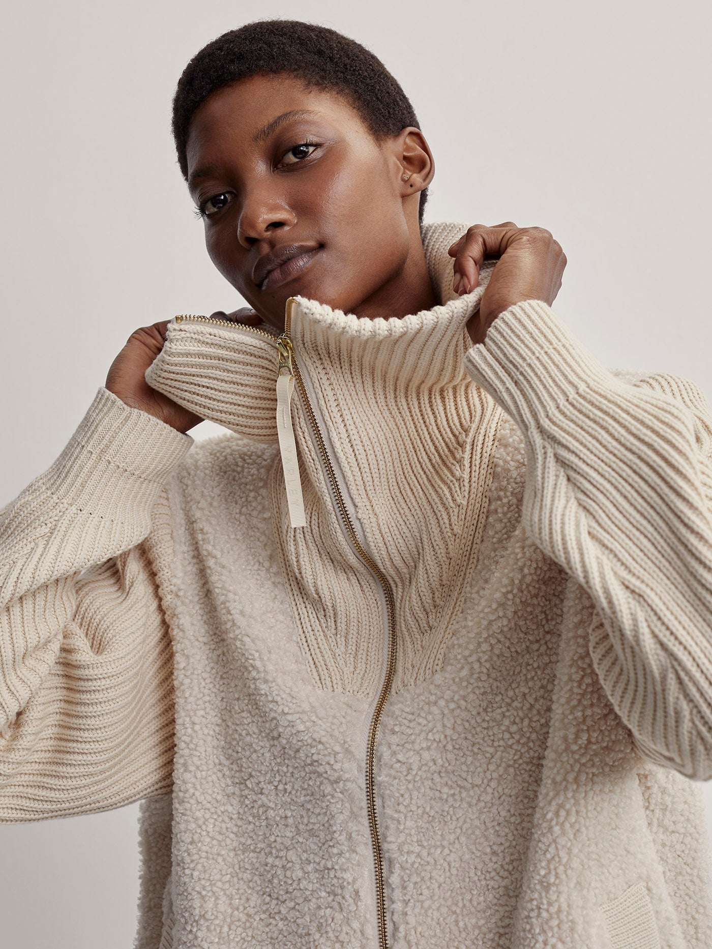 Varley Ardley Zip Through Knit Jacket - Sandshell | Garmentory